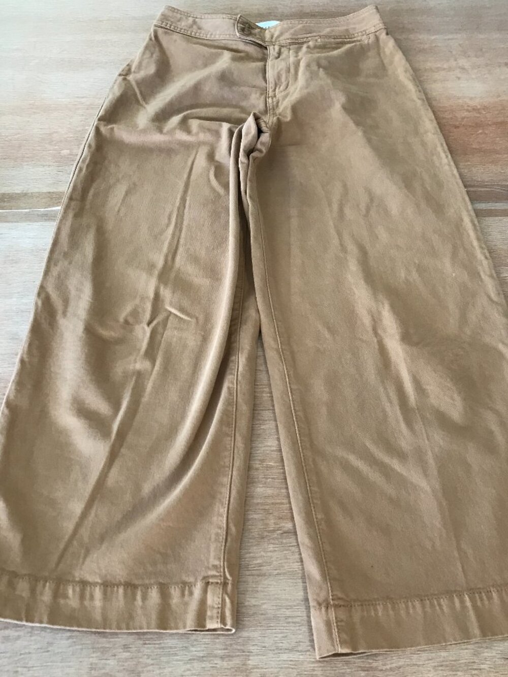 Sezane Wide Leg Cropped Pants Women 38 US 6 Brown High Rise Stretch Boho 19697